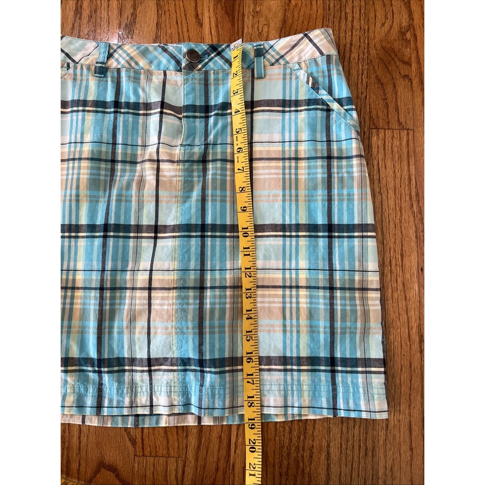 Christopher & Banks Blue Plaid‎ Cotton Blend Skort Womens 6 Pockets Golf Casual - Picture 8 of 8
